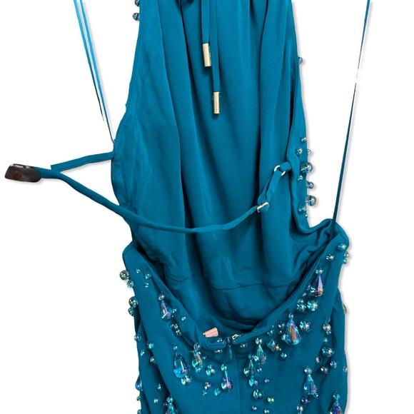 Cult Gaia Artemis Dress Seamoss Teal Embellished Mini beaded Revolve $1195 M - Picture 7 of 16